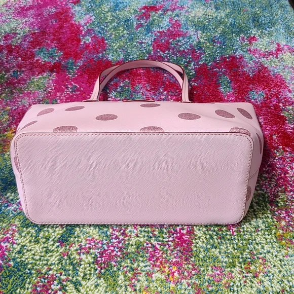NWT - Kate Spade - Hani, Haven Lane Glitter Pink Polka Dot Tote - Picture 6 of 16